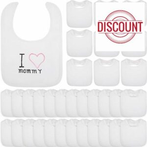 Toulite 50 Pcs White Bibs for Baby Washable Reusable Feeder Bibs Cotton Baby Bibs with Double Sided Design
