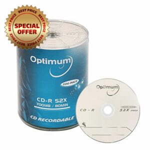 OPTIMUM CD-R 700MB 52X Logo Top Recordable Media 100 Discs (no Container) FFP A20-31-817-BX