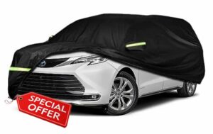 Waterproof Car Cover for 2003-2023 Toyota Sienna Minivan Car Cover Custom Fit 100% Waterproof Windproof & Single Door Zipper Bands for Snow Rain Dust Hail Protection