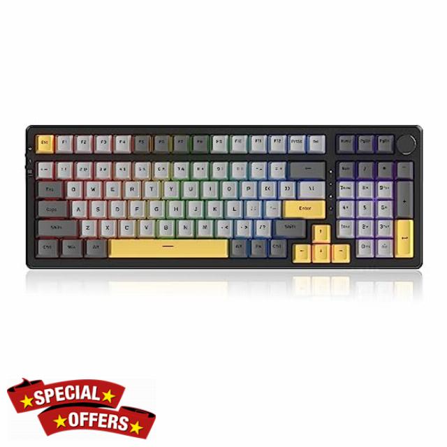 NACODEX AK992 99 Key Hot Swappable RGB Gasket Mount Keyboard | 4000mAh Bluetooth /2.4G /Wired PC Gaming Custom Keyboard with Volume Knob | OEM PBT Keycaps(Starry Night)