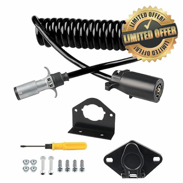 WATERWICH 7 to 6 Trailer Wire Kit with Female Receptor & 7 Pin to 6 Pin Trailer Adapter Cable & Mounting Bracket
