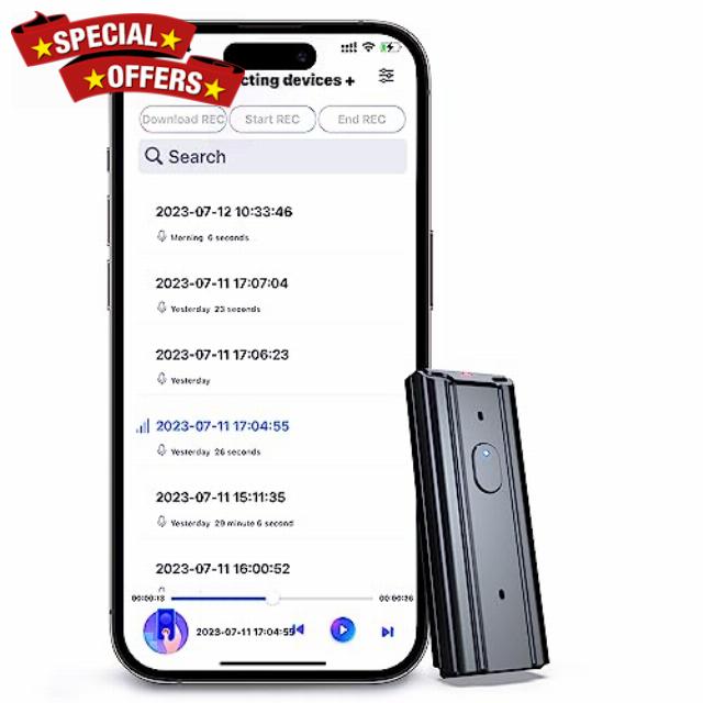 Ajunbee 64GB Smart Voice Recorder