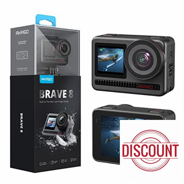 AKASO Brave 8 Action Camera - 4K60fps Ultra HD Video 48MP Photos Touch Screen Waterproof Action Camera Super Wide Angle 16x Slow Motion SuperSmooth Stabilization Underwater Camera with Accessory Ki