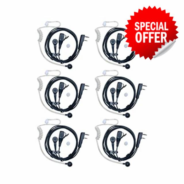 SHON Walkie Talkie earpiece with Mic - 2PIN Air Tube for Crystal Clear Sound