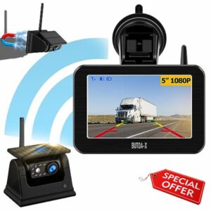 Magnetic Solar Wireless Backup Camera with HD1080P 5 Inch Monitor