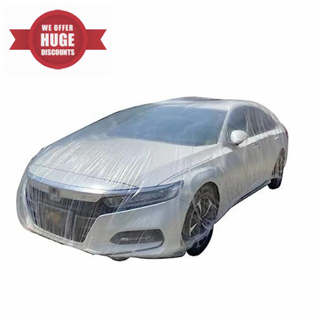 Vitaciti 5 Packs Disposable Car Cover Clear Plastic Car Cover Universal Rain Dust Garage Cover with Elastic Band