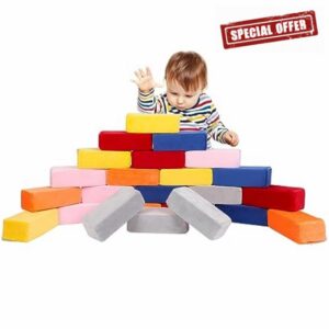 MODEREVE Foam Building Blocks for Kids，24 Pack Soft Foam Blocks for Toddlers