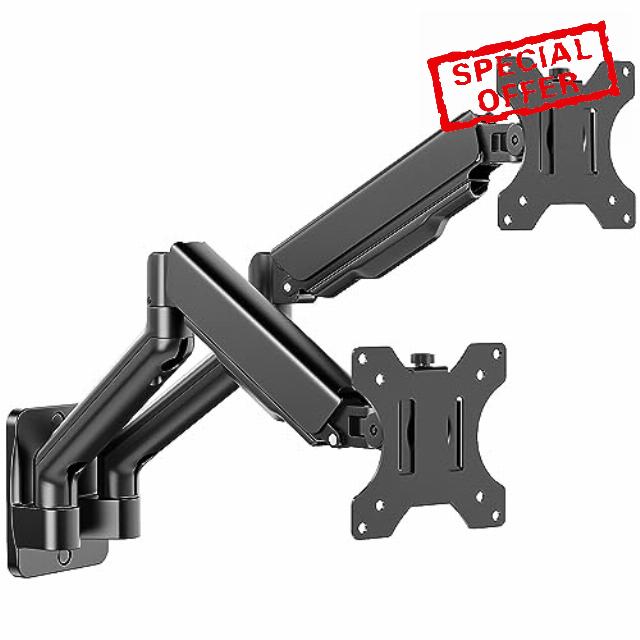 MounTeck Monitor Wall Mount 2 Monitors for 17-32 inch Flat & Curved Screens