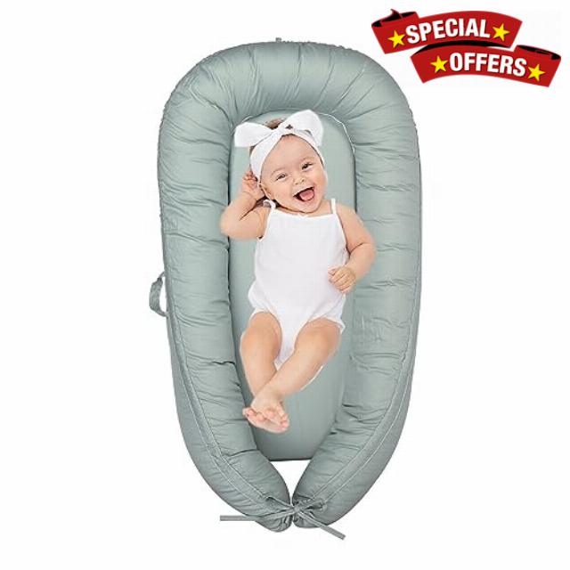 DMZVEIDA Lounger Baby Nest Cover Suit for Newborn 0-18 Month Co-Sleeping Cotton Breathable Ultra Soft Portable Baby Seat Cover (Light Green)
