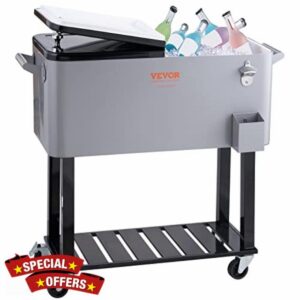 VEVOR Rolling Ice Chest Cooler Cart 80 Quart
