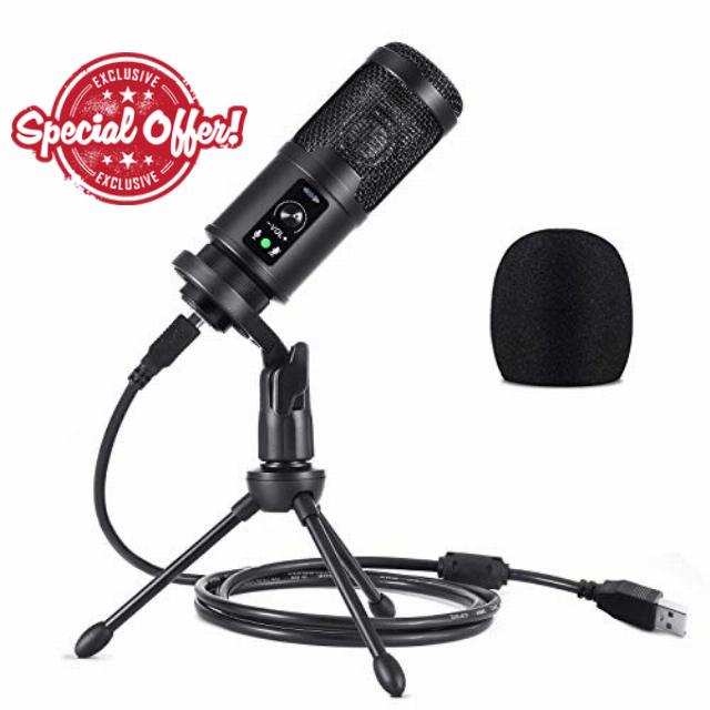 Fulshi USB Microphone for Pc with Mic Stand