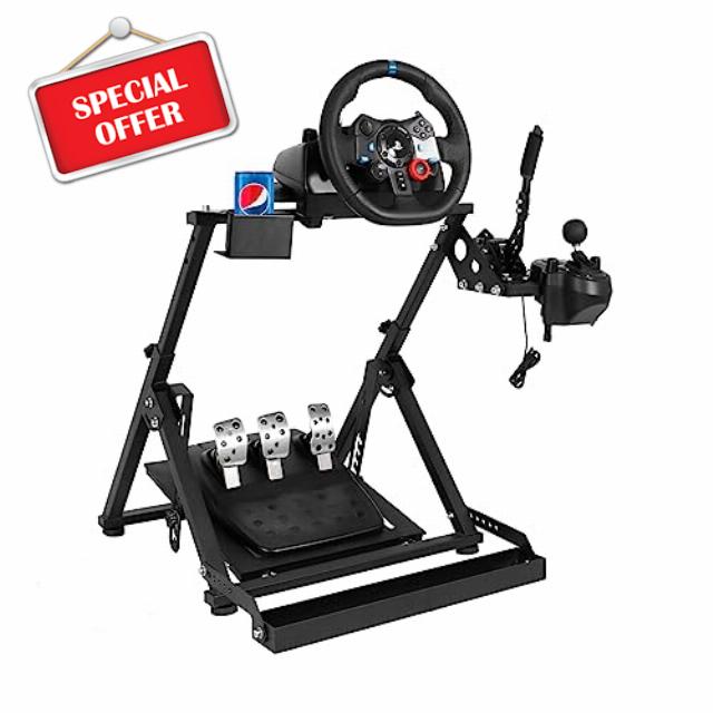 Mokapit Racing Steering Wheel Stand Foldable Stand with Chair Link Suitable for Logitech
