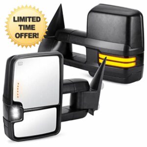 Towing Mirrors Fit for 2014 2015 2016 2017 2018 Chevy Silverado 1500 2500 3500 HD GMC Sierra 1500 2500 HD 3500 HD Power Control Heated with Turn Signal Light Telescoping Side View Mirror