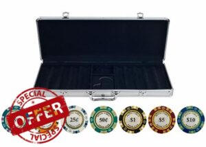 KardShark 500 Piece Monte Carlo Low Denomination Poker Chip Set - 14g Heavy Clay Casino Grade Low Stakes Monte Carlo Poker Chips (Low Stakes)