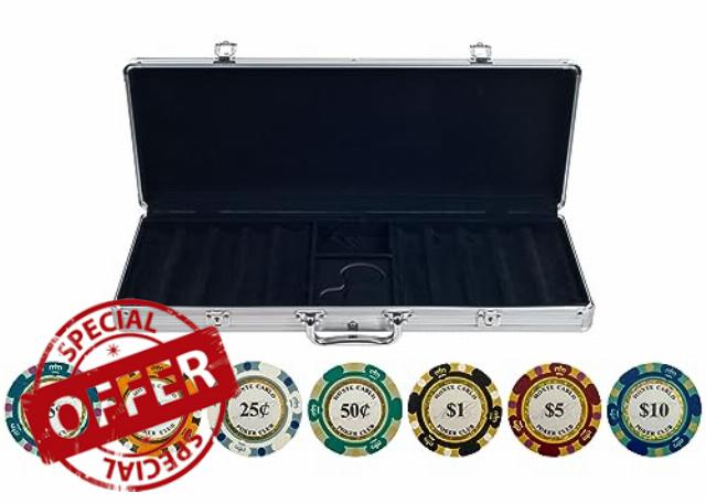KardShark 500 Piece Monte Carlo Low Denomination Poker Chip Set - 14g Heavy Clay Casino Grade Low Stakes Monte Carlo Poker Chips (Low Stakes)