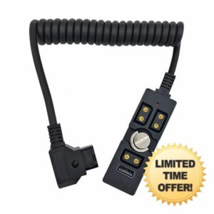 Chikoni D-tap Male to 4 Port Female Splitter Power Cable Hub Connector with USB Suitable for Anton Bauer V-Mount ARRI RED Camera TILTA Steadicam IDX Battery
