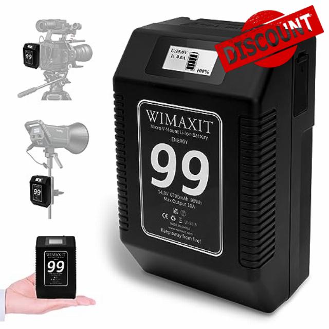 WIMAXIT 99Wh 6700mAh V-Mount Battery with D-TAP/USB-C/A Outputs