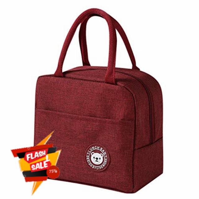 KANDQOTZ Insulated Picnic Cartoon Carry Case Thermal Portable Cold Lunch Bag Bento bag Picnic Hiking Beach Fishing (Red