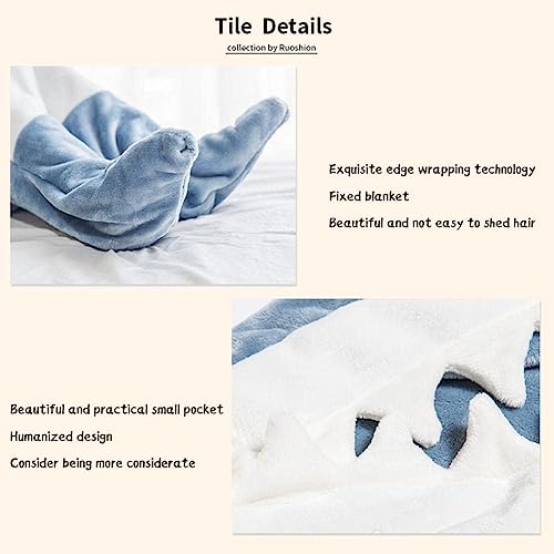 Cartoon Shark Blanket Super Soft Cozy Flannel Hoodie