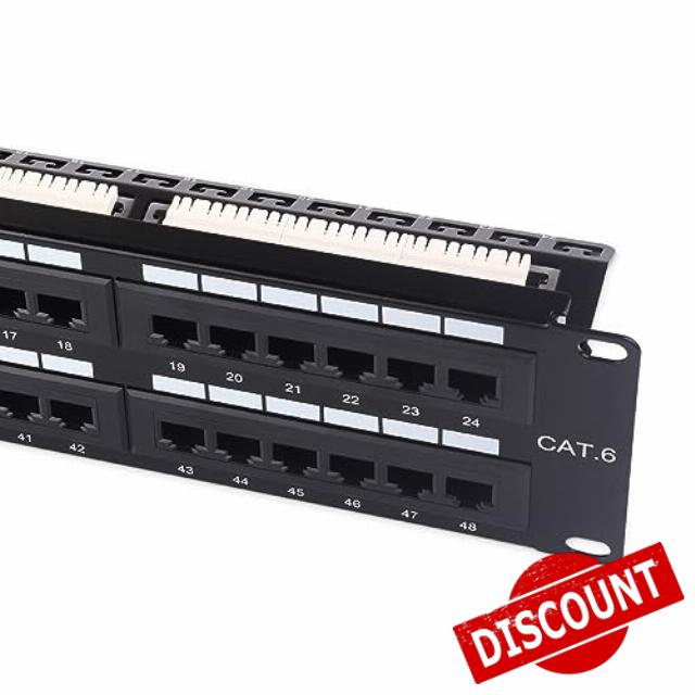 Cable Matters Rackmount or Wall Mount 2U 48-Port Cat 6 Network Patch Panel with Support Bar