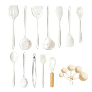446°F Heat Resistant 17 pcs Non-Stick Cooking Set with Spatula Turner Spoon Tongs Brush Whisk Measuring Cups