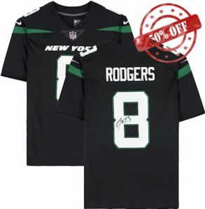 Aaron Rodgers New York Jets Autographed Black Nike Limited Jersey - Autographed NFL Jerseys