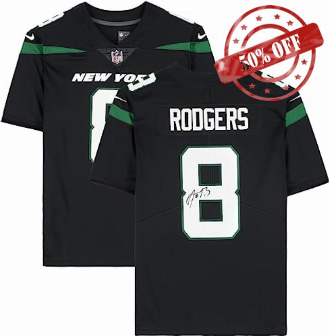 Aaron Rodgers New York Jets Autographed Black Nike Limited Jersey - Autographed NFL Jerseys