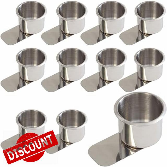 Leyndo 10 Pieces Jumbo Slide Under Stainless Steel Cup Holder 3.5 Inch Poker Table Cup Holders Slide in Cup Holders for Casino Poker Table