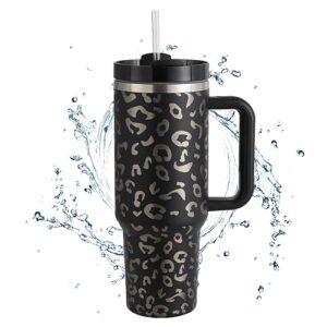 Double Wall Insulated Mug Reusable Stainless Steel Water Bottle With Lid and Straw Travel Coffee Cups