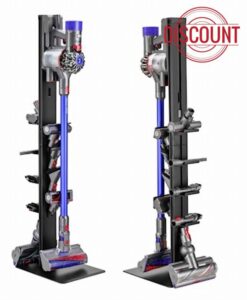 Mount Plus HAB2-S Premier Aluminum Storage Stand Made for Dyson V15 V12 V11 V10 V8 V7 V6 Cordless Stick Vacuum Cleaner | Stable Metal Storage Bracket Organizer Rack with 8 Hooks
