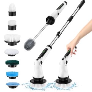 Leebein Cordless Cleaning Brush with 8 Replaceable Brush Heads