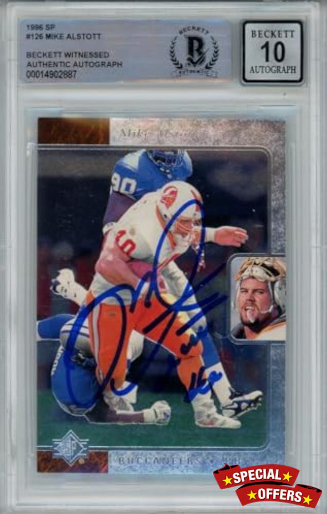 Mike Alstott Signed Tampa Bay 1996 UD SP #126 Beckett Auto 10