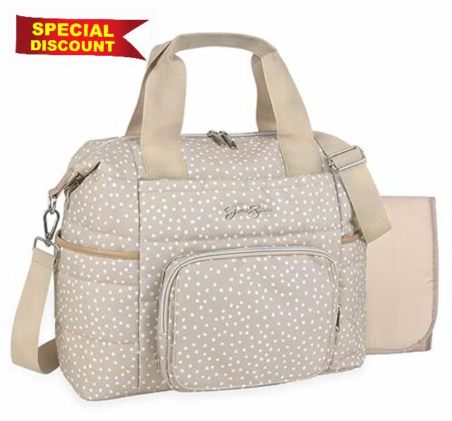 Khaki Crossbody Diaper Bag Tote Purse Set with Changing Pad