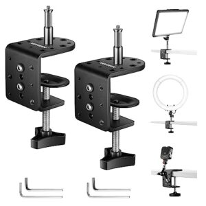 Adjustable Metal Desk Clamp with 1/4" 3/8" Screws for Ring Light LED Video Light Camera