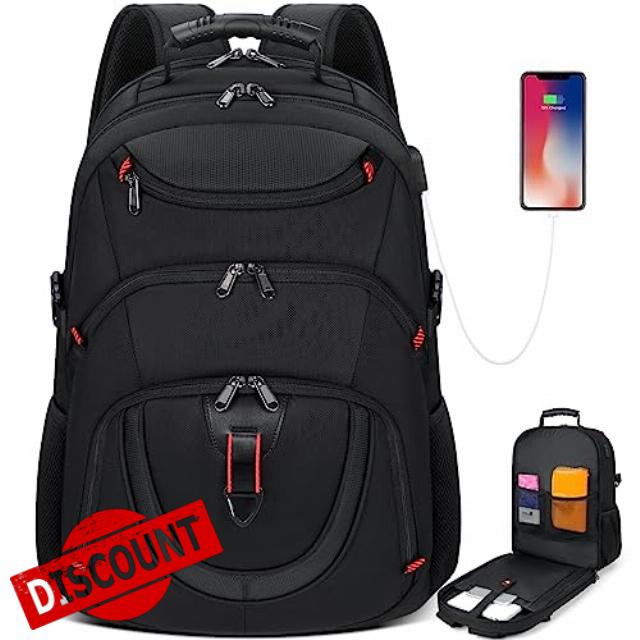 NUBILY Laptop Backpack 17.3 Inch Waterproof Travel Backpack TSA Friendly Extra Large Computer Backpack with USB Charging Port