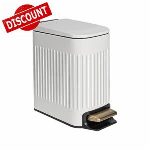 Trash Can 6-Liter Stainless Steel with Step Pedal and Buffer Function Slim Rectangle Garbage Can Wastebasket Designed for Toilet