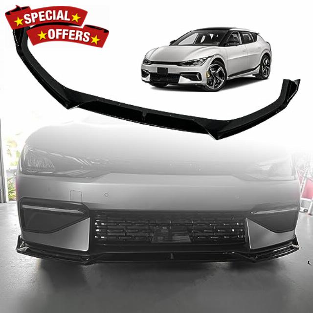 BestEvMod for EV6 Front Lip Splitter ABS Front Bumper Lip Spoiler Air Dam Side Body Kit Compatible with 2022 2023 Kia EV6 Accessories (GT Version