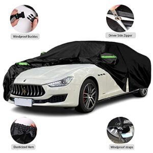 All Weather Custom-fit Car Cover with Zipper Door for Rain Snowproof UV Windproof Protection