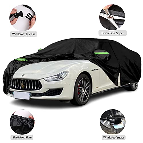All Weather Custom-fit Car Cover with Zipper Door for Rain Snowproof UV Windproof Protection