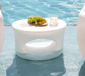 in Pool Side Table for sunshelf use and Water Depths up to 10" (White Granite)