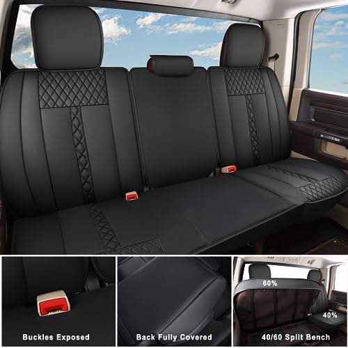 JK Seat Cushion Fit for Jeep Wrangler JK 4-Door Sahara Sport Rubicon 2007-2017(Full Set/Black)