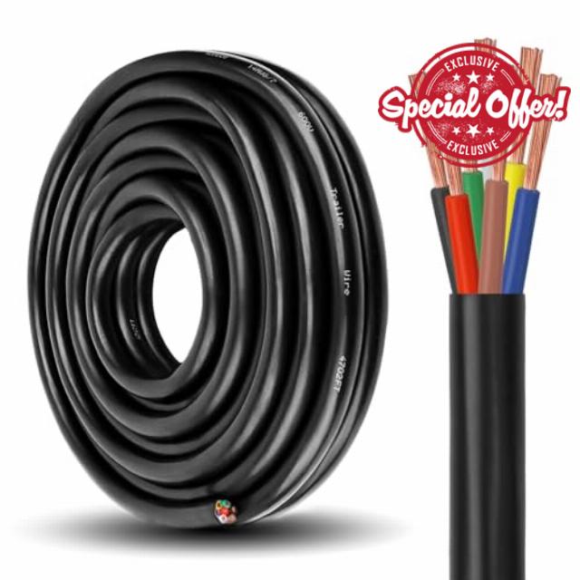 YDDECW 7 Way Trailer Wire - 14 Gauge 7 Conductor 20FT Heavy Duty Trailer Cable Pure Copper Extension Rv Trailer Wiring Cord Insulated 14/7 Cable for Rv Trailer and Automotive