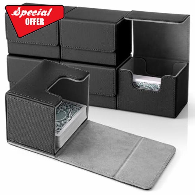 Abbylike 6 Packs Leather Deck Card Box for Trading Cards