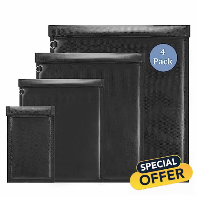 4 Pack Faraday Bags for Phones & Tablets & Laptops & Radio