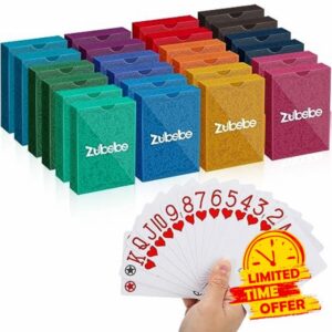 Zubebe 24 Packs Paper Playing Cards Bulk in Vibrant Colors Decks of Cards Jumbo Index Poker Cards Large Print Playing Cards for Adults Card Activities Game Party Supplies