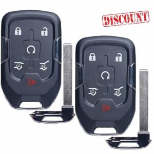 Cart Key Fob Replacement Fits for Chevy Suburban Tahoe GMC Yukon/Yukon XL Denali 2015-2020 Push Start 6 Buttons Smart Keyless Entry Remote Start Control 13580804 Set of Two HYQ1AA 13508280