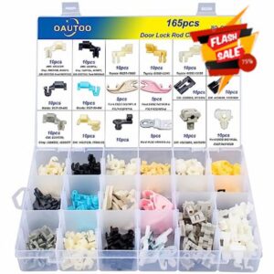 OAUTOO 165pcs Door Lock Rod Clips Assortment for GM Ford Chrysler Toyota Mazda