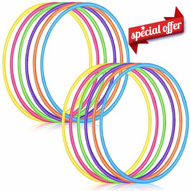 Sratte 6 Pcs Exercise Hoop Detachable Adjustable Plastic Hoops Snap Together Toy Hoop Color Playground Toys for Girls and Boys Sports