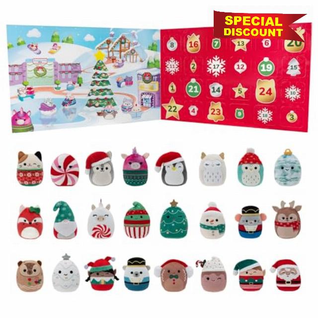 Squishville by The Original Squishmallows Holiday Calendar - 24 Exclusive 2” Festive Squishmallows - Seasonal Toys for Kids and Preschoolers - Ages 3+
