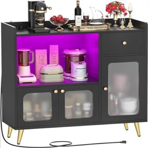 Kitchen Storage Cabinet with LED Lights